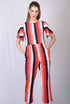 Party wear Stripe printed jumpsuit for Women Red &White Striped Jumpsuit (OTL-JMS1001)