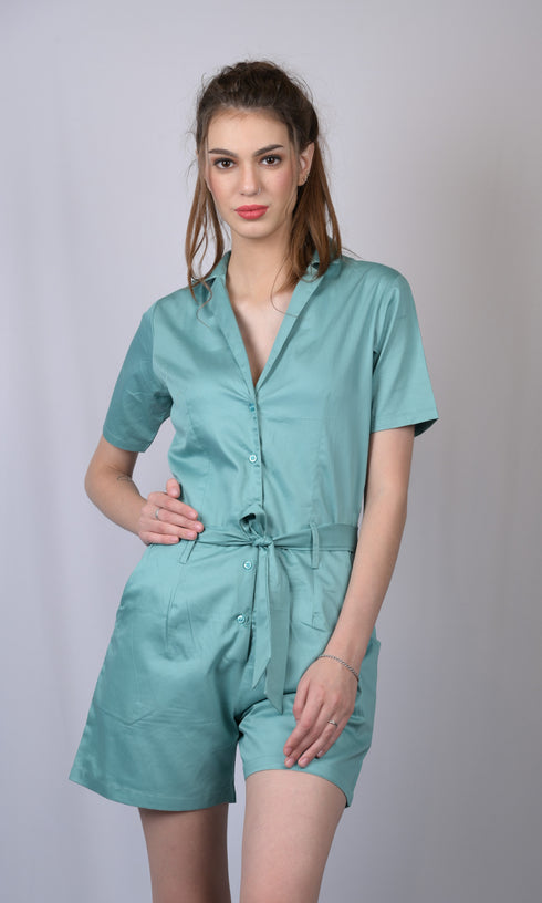 Women Jumpsuit for women for party wear and every day Women Greenish Solid Jumpsuit with Belt (OTL-JMS1003)