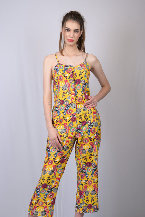 Jumpsuit for women for party wear stylish suits daily use Women Mustard Printed Jumpsuit (OTL-JMS1002)