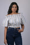 Top for women western wear stylish Grey And White Striped Off Shoulder Top (OTL-TPS1041)