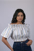 Top for women western wear stylish Grey And White Striped Off Shoulder Top (OTL-TPS1041)