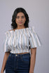Top for women western wear stylish Grey And White Striped Off Shoulder Top (OTL-TPS1041)