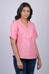 Pink Colour V-Neck Top With Collar (OTL-TPS1045)