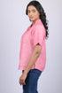 Pink Colour V-Neck Top With Collar (OTL-TPS1045)