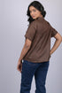 Halfsleeve top party wear western wear trending top Dark Brown Colour V-Neck Top With Collar (OTL-TPS1046)
