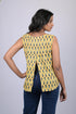 Sleeve Less cotton printed top for women Yellow & Navy Blue Flower Print Top (OTL-TPS1047)