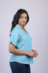 Top for women stylish western wear and trending and daily wear and party wear Sky Blue Colour V-Neck Top (OTL-TPS1048)
