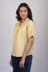 Top for women branded garments party wear short sleeve Mustard Yellow V-Neck Top With Collar (OTL-TPS1056)