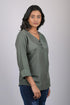 Women’s Olive Green Cotton Top |3/4 Sleeves, Casual Wear (OTL-TPS1059)