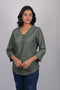 Women’s Olive Green Cotton Top |3/4 Sleeves, Casual Wear (OTL-TPS1059)