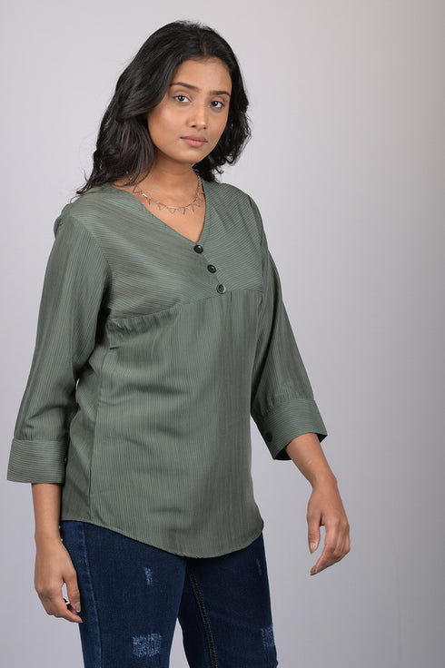 women western wear stylish printed long party wear tops olive green (OTL-TPS1059)