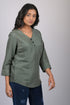 Women’s Olive Green Cotton Top |3/4 Sleeves, Casual Wear (OTL-TPS1059)