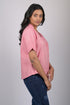 Western wear top for women western wear stylish and trending top short sleeve Light Pink V-Neck Top With Collar (OTL-TPS1060)
