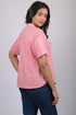 Western wear top for women western wear stylish and trending top short sleeve Light Pink V-Neck Top With Collar (OTL-TPS1060)