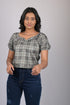 Crop top for women half sleeve top for womens party wear Checks Crop Top With Designer Neck (OTL-TPS1068)