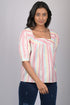 Magic cotton for women western wear Light Pink Striped Top With Square Neck (OTL-TPS1069)