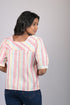 Magic cotton for women western wear Light Pink Striped Top With Square Neck (OTL-TPS1069)