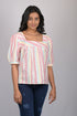 Magic cotton for women western wear Light Pink Striped Top With Square Neck (OTL-TPS1069)