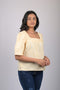 Party wear stripe printed cotton Yellow Lemon Striped Top With Square Neck (OTL-TPS1072)
