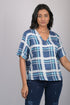 V-Neck Blue Checks Top (OTL-TPS1073)