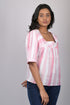 Top for women stylish and trending printed Cotton Light Pink Striped Top With Square Neck (OTL-TPS1075)