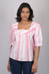Top for women stylish and trending printed Cotton Light Pink Striped Top With Square Neck (OTL-TPS1075)