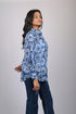 top for women stylish tops western wear trending top Blue Printed Long Sleeves Top (OTL-TPS1078)