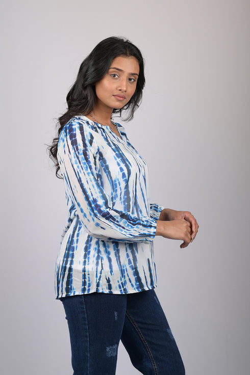 Western wear top Chiffon tops for women's Tie Dye Print Long Sleeves Top (OTL-TPS1079)