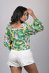 Printed Crop Top With Balloon Sleeves (OTL-TPS1084)