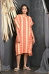 OWO THE LABEL V-Neck Style Light Orange Striped Printed Kaftan (OTL-KFTN-1003)
