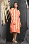 OWO THE LABEL V-Neck Style Light Orange Striped Printed Kaftan (OTL-KFTN-1003)