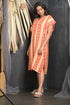 OWO THE LABEL V-Neck Style Light Orange Striped Printed Kaftan (OTL-KFTN-1003)