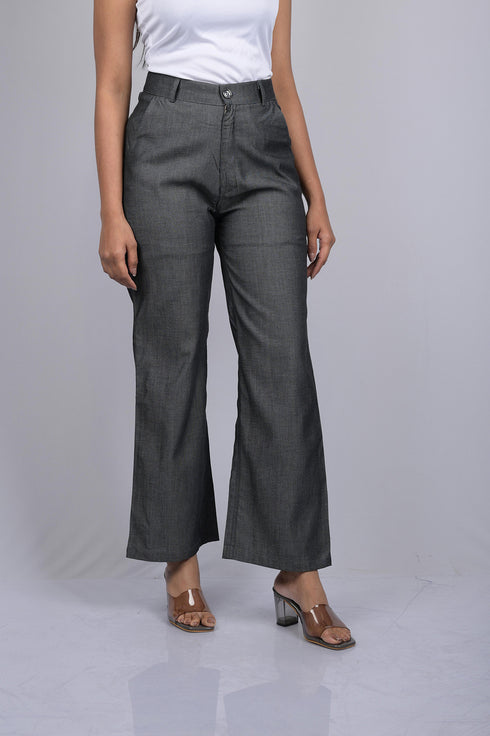 women pant for women western wear party wear Stylish Dark Grey Cotton Denim Silk Pant (OTL-PNT-1004)