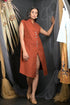 Rust Brown Colour Dress With Front Button Pattern (OTL-DRS1034)