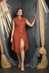 Rust Brown Colour Dress With Front Button Pattern (OTL-DRS1034)