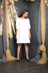 OWO THE LABEL Half sleeve Dress For Women White Colour Knee Length Dress (OTL-DRS1041)