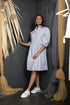 OWO THE LABEL Cotton Dress For Women party wear Knee Length Dress With Collar And Puff Sleeves (OTL-DRS1050)