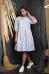 OWO THE LABEL Cotton Dress For Women party wear Knee Length Dress With Collar And Puff Sleeves (OTL-DRS1050)