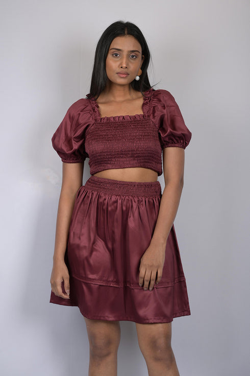 Red Wine Colour Co-ords Skirt And Tops (OTL-CO-RD-1003)