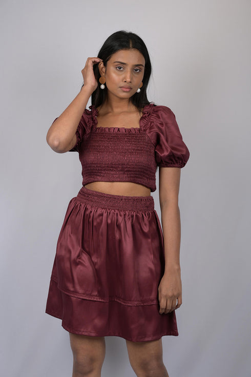 Red Wine Colour Co-ords Skirt And Tops (OTL-CO-RD-1003)