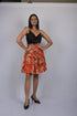 Orange Floral Print Knee Length Skirt (OTLKT1003)