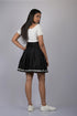 Solid Skirt For Women Black Pleated Knee Length Skirt (OTLKT1006)
