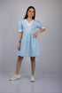 OWO THE LABEL Cotton Dress For Women Sky Blue Frock Style Knee Length Dress (OTL-DRS1057)