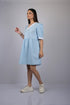 OWO THE LABEL Cotton Dress For Women Sky Blue Frock Style Knee Length Dress (OTL-DRS1057)