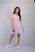 OWO THE LABEL Floral Dress For Women Light Pink Floral Print Cap Sleeves Knee Length Dress (OTL-DRS1066)