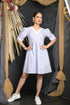 OWO THE LABEL Cotton Dress For Women V-Neck Light Blue Frock Style Dress (OTL-DRS1082)