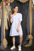 OWO THE LABEL Cotton Dress For Women V-Neck Light Blue Frock Style Dress (OTL-DRS1082)