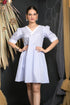 OWO THE LABEL Cotton Dress For Women V-Neck Light Blue Frock Style Dress (OTL-DRS1082)