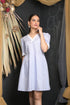 OWO THE LABEL Cotton Dress For Women V-Neck Light Blue Frock Style Dress (OTL-DRS1082)