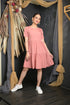 OWO THE LABEL Women Dress party Wear Dusky Pink Knee Length Tiered Dress (OTL-DRS1084)
